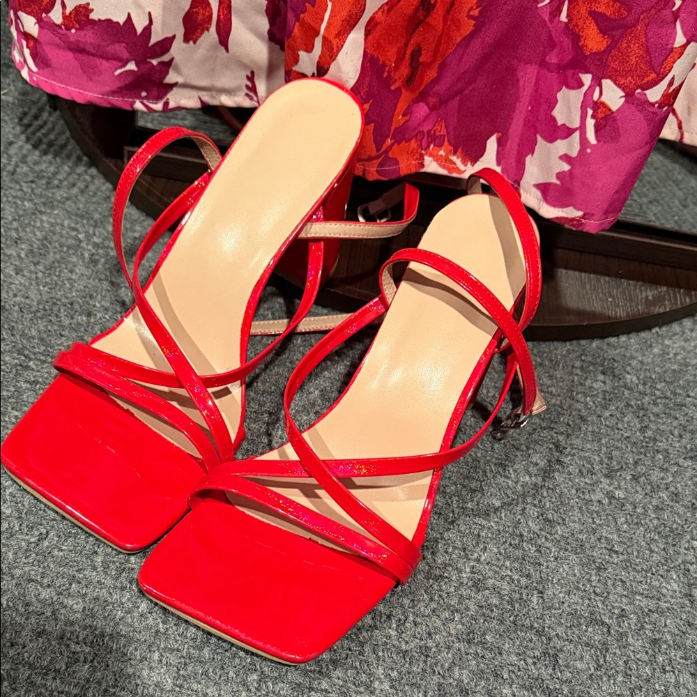 Chic Red Strappy Heels